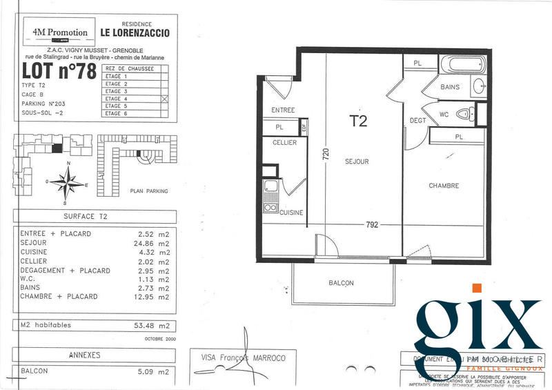 Appartement - 54 m² - 2 pièces