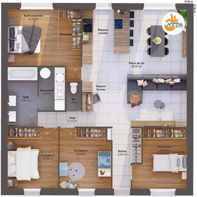 Maison - 102 m² - 6 pièces