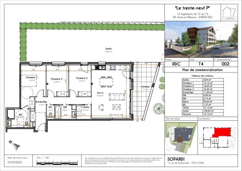 Appartement - 91 m² - 4 pièces