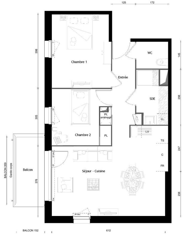 Appartement - 61 m² - 3 pièces