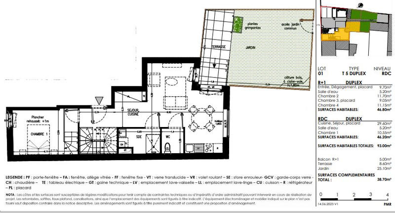 Duplex - 93 m² - 5 pièces