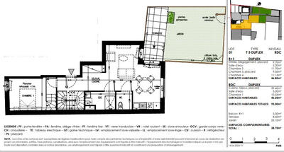 Duplex - 93 m² - 5 pièces