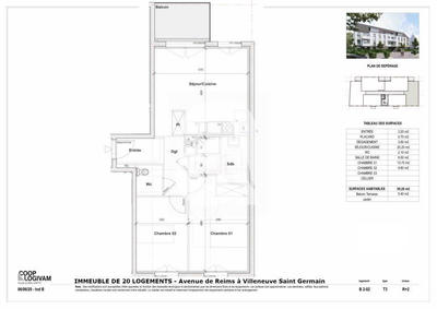 Appartement - 59 m² - 3 pièces