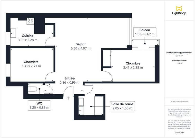 Appartement - 56 m² - 3 pièces
