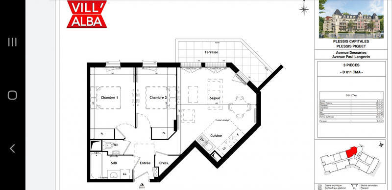 Appartement - 58 m² - 3 pièces