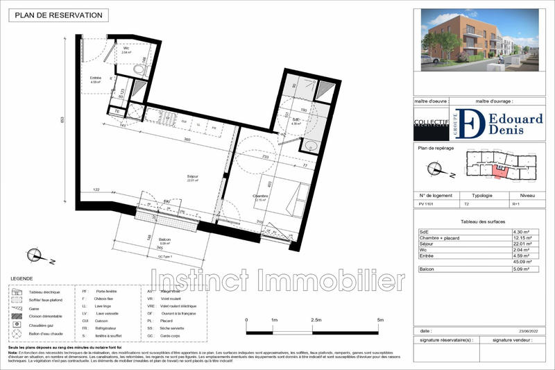 Appartement - 45 m² - 2 pièces