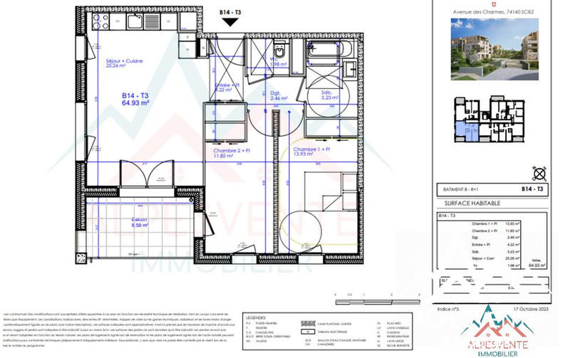 Appartement - 64 m² - 3 pièces