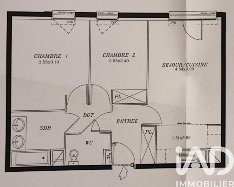 Appartement - 52 m² - 3 pièces