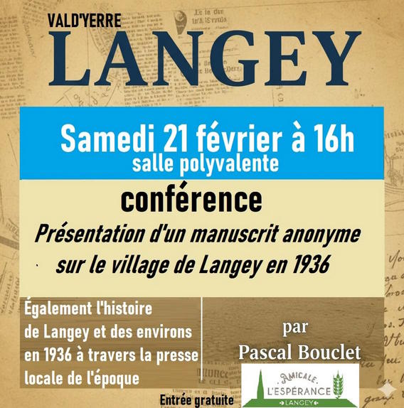 Conférence - le village de Langey et ses environs en 1936