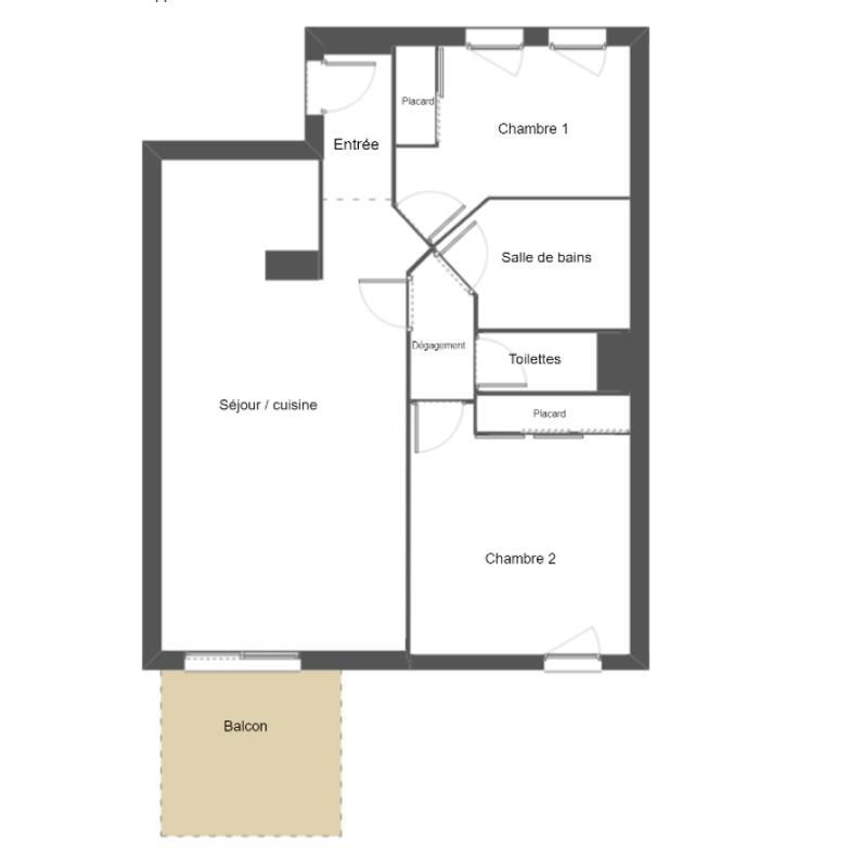 Appartement - 61 m² - 3 pièces