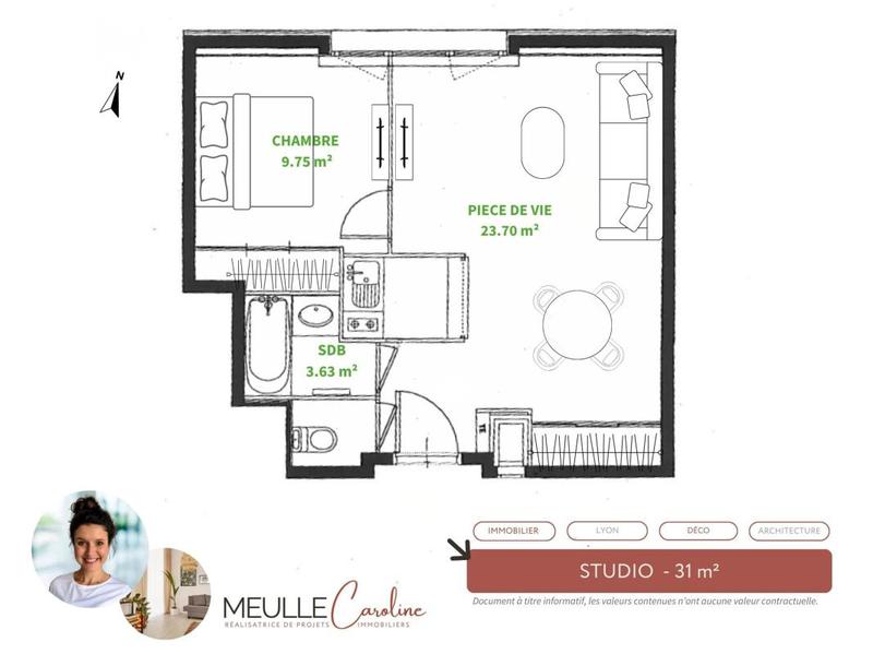 Appartement - 38 m² - 2 pièces