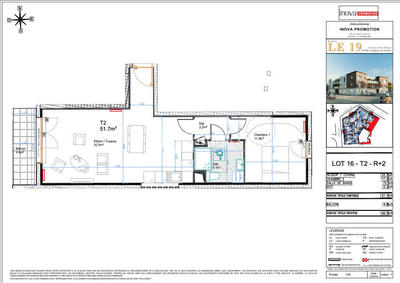 Appartement - 52 m² - 2 pièces