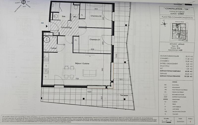 Appartement - 65 m² - 3 pièces