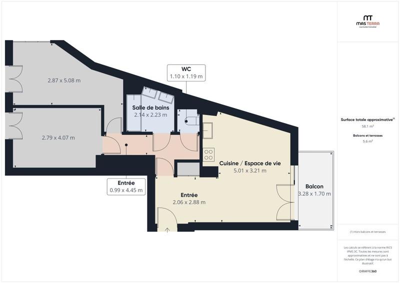 Appartement - 60 m² - 3 pièces