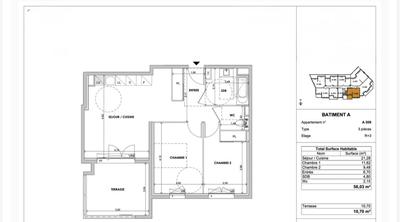 Appartement - 56 m² - 3 pièces