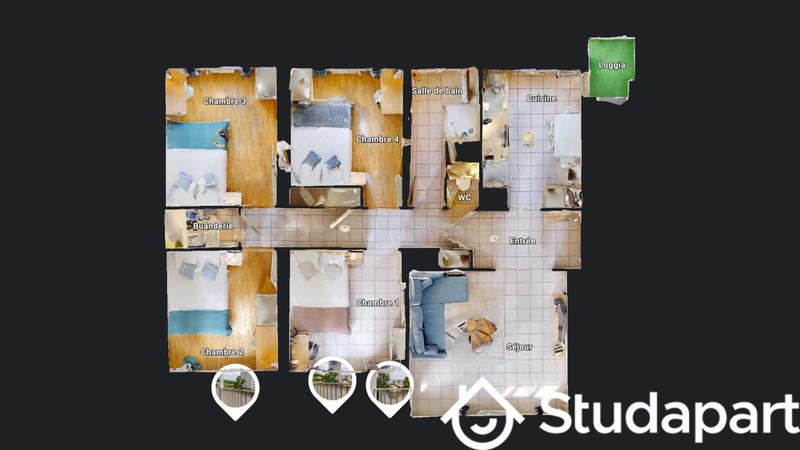 Chambre - 9 m² - 1 pièce