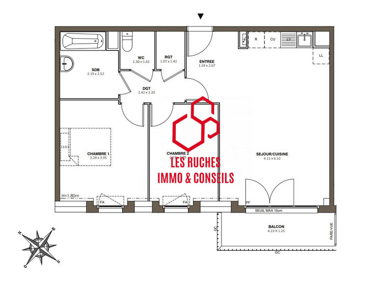 Appartement - 62 m² - 3 pièces