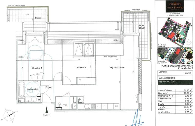 Appartement - 69 m² - 3 pièces