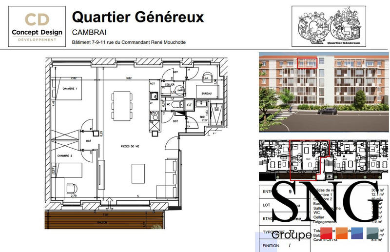 Appartement - 74 m² - 3 pièces