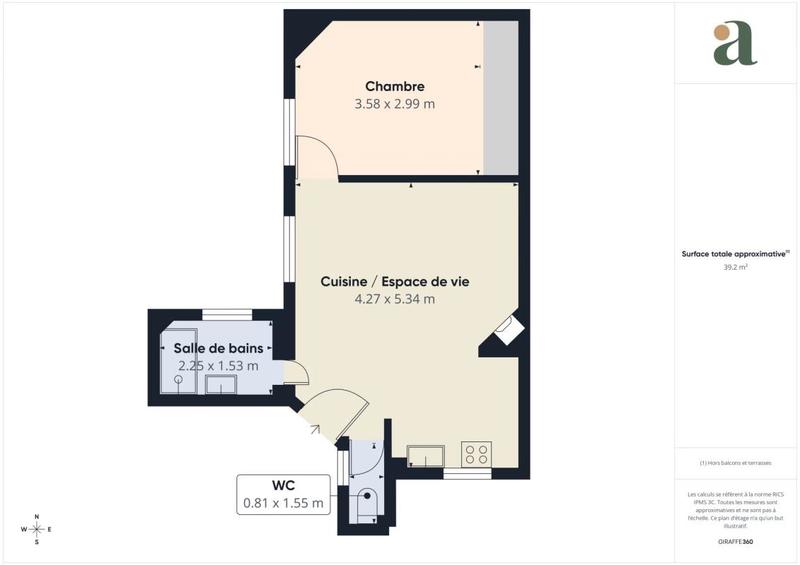 Appartement - 39 m² - 2 pièces