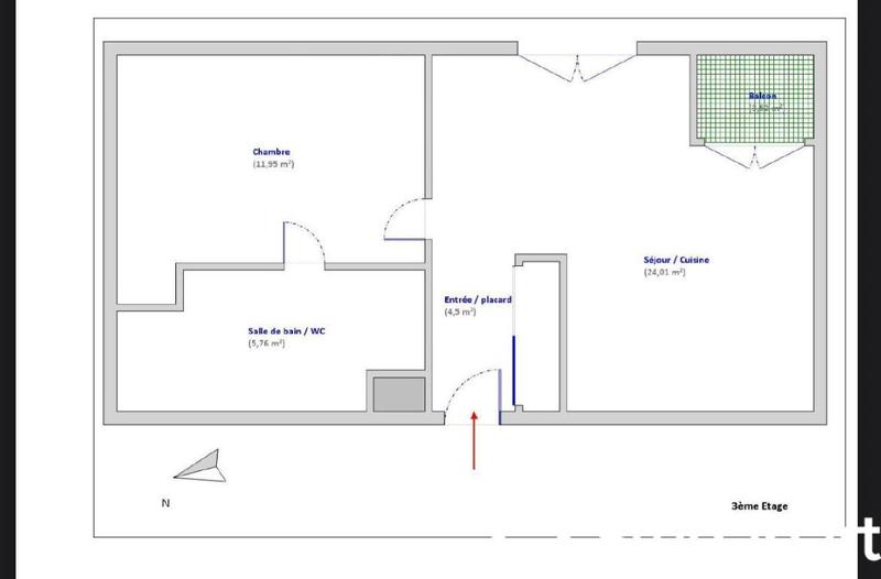 Appartement - 46 m² - 2 pièces
