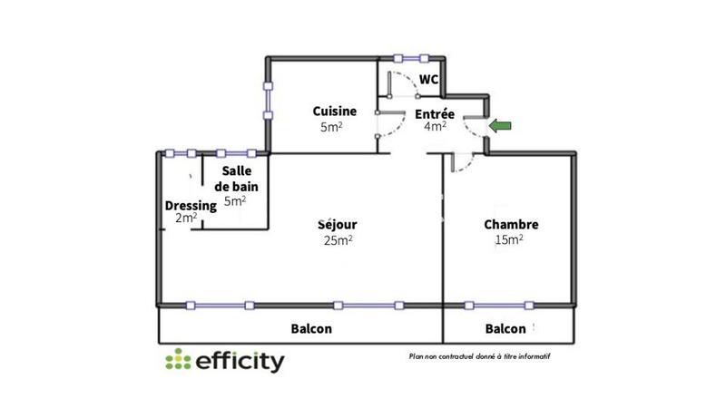 Appartement - 57 m² - 2 pièces
