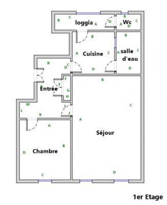 Appartement - 59 m² - 2 pièces