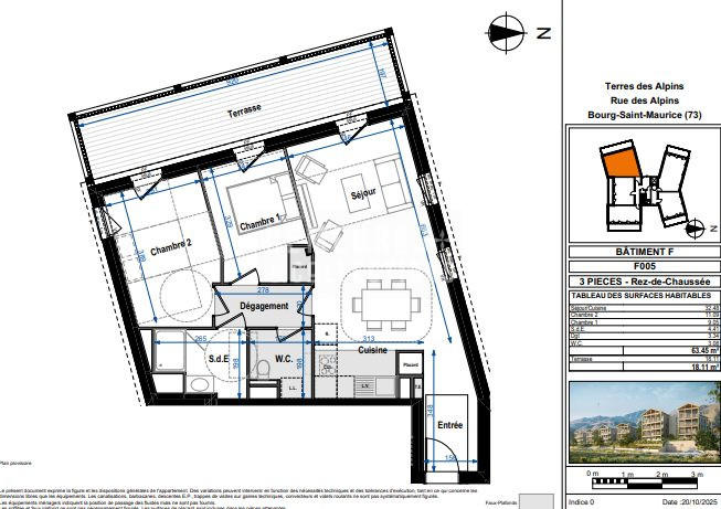 Appartement - 63 m² - 3 pièces