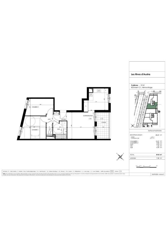 Appartement - 60 m² - 3 pièces