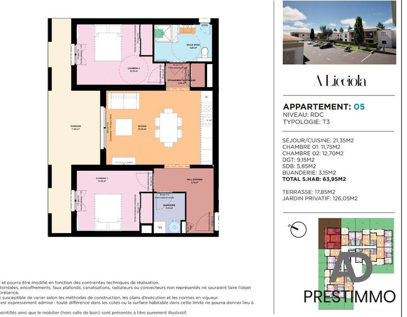 Appartement - 64 m² - 3 pièces