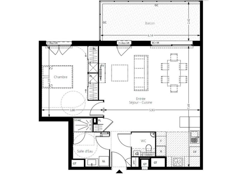 Appartement - 65 m² - 3 pièces