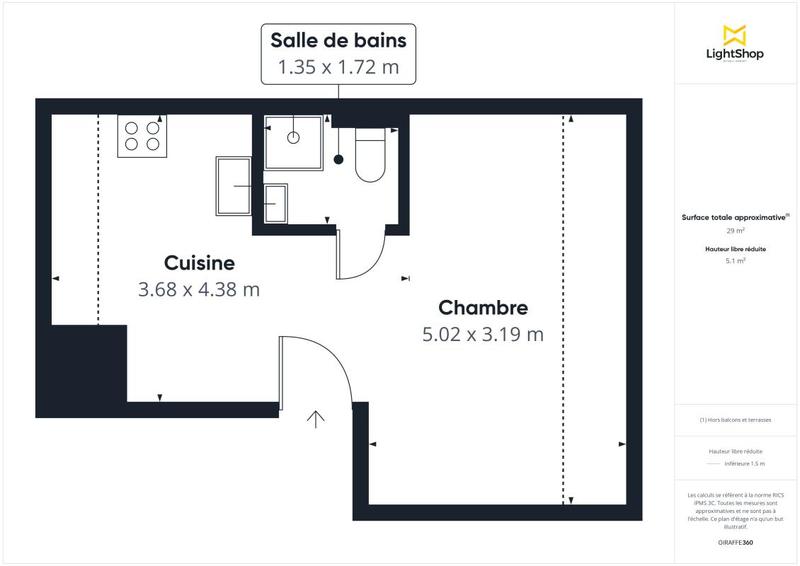 Appartement - 29 m² - 1 pièce