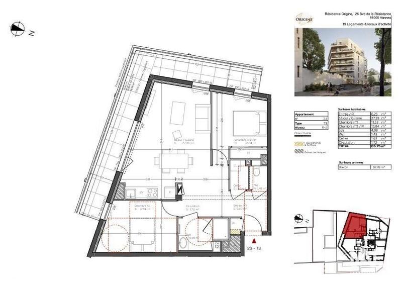 Appartement - 65 m² - 3 pièces