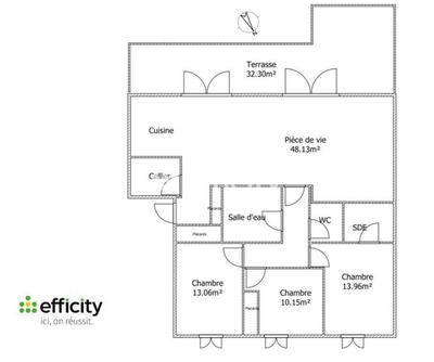 Appartement - 110 m² - 4 pièces