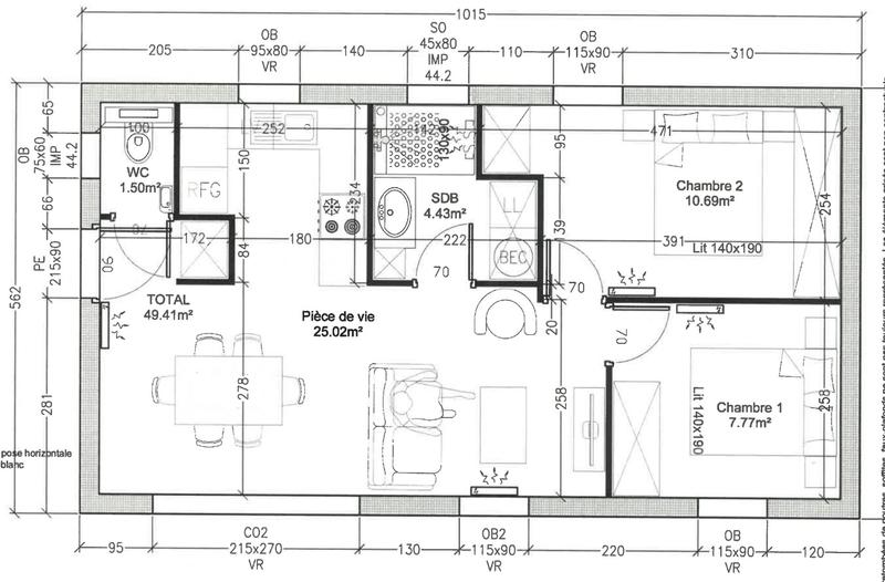 Appartement - 49 m² - 3 pièces