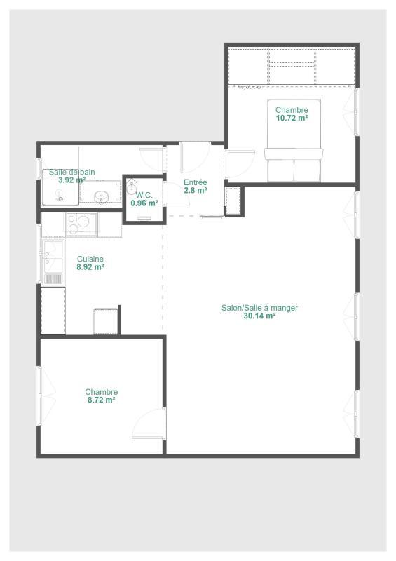 Appartement - 66 m² - 3 pièces