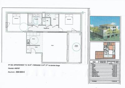 Appartement - 76 m² - 3 pièces