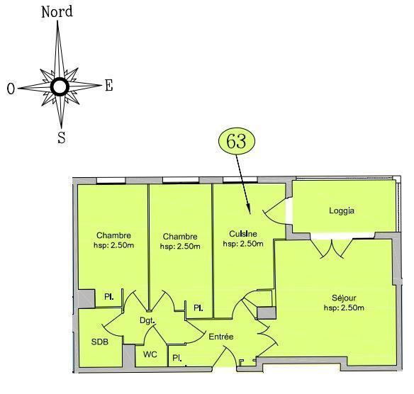 Appartement - 68 m² - 3 pièces