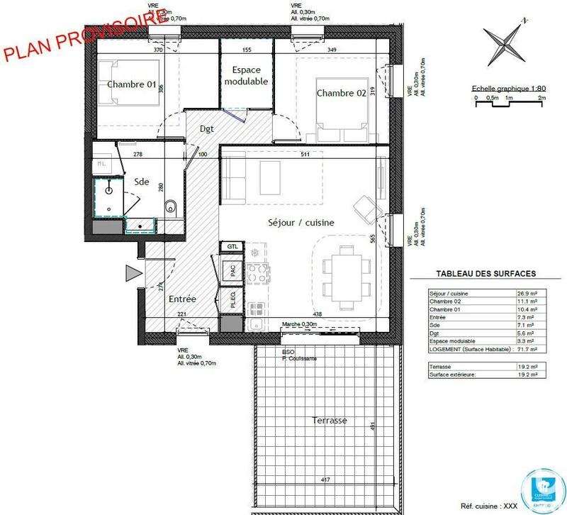 Appartement - 72 m² - 3 pièces