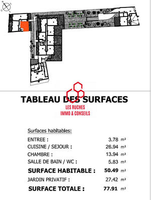 Appartement - 50 m² - 2 pièces