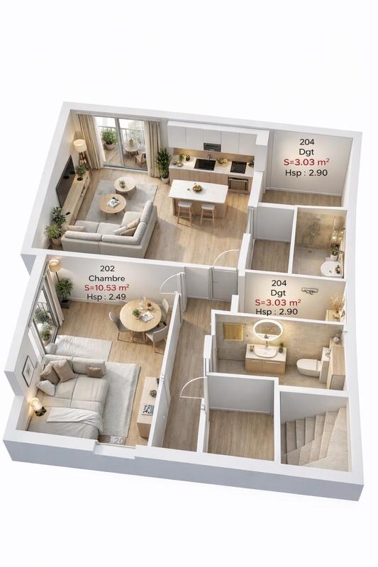 Appartement - 43 m² - 4 pièces