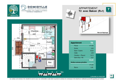 Appartement - 43 m² - 2 pièces