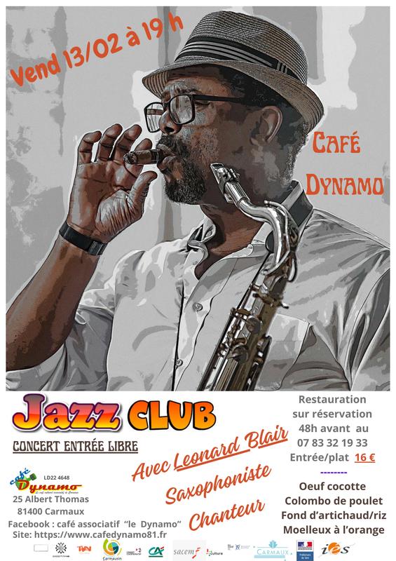 Jazz Club au café Dynamo entrée libre possiblité de restauration