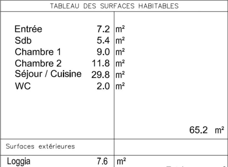 Appartement - 65 m² - 3 pièces