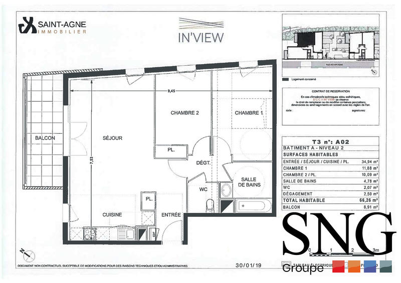 Appartement - 66 m² - 3 pièces