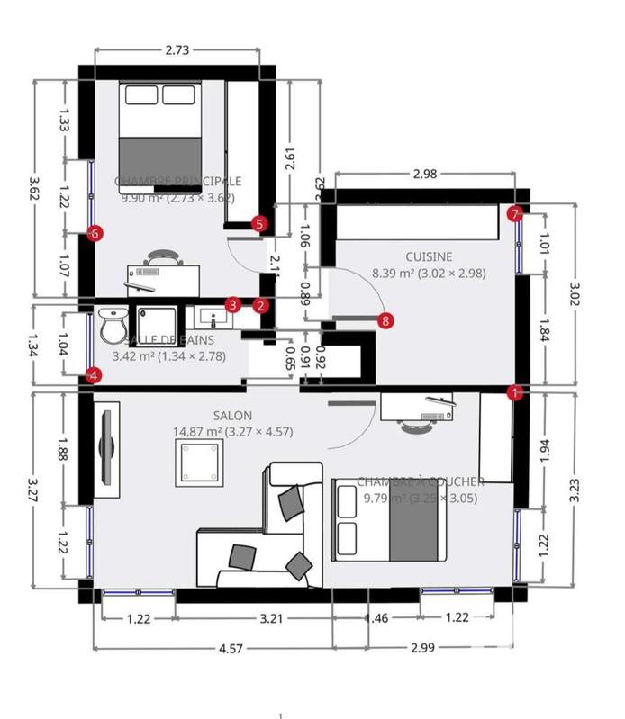Appartement - 47 m² - 3 pièces