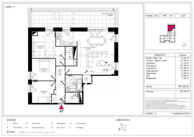 Appartement - 100 m² - 4 pièces