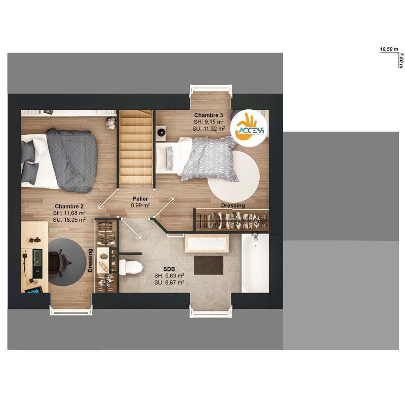 Maison - 71 m² - 5 pièces