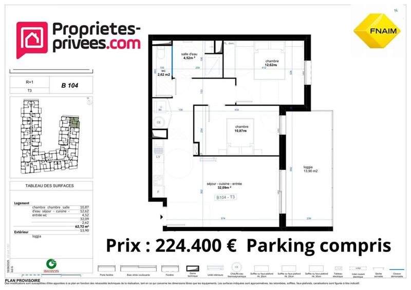 Appartement - 67 m² - 3 pièces