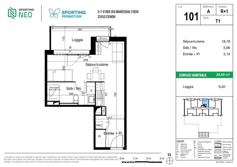 Appartement - 33 m² - 1 pièce